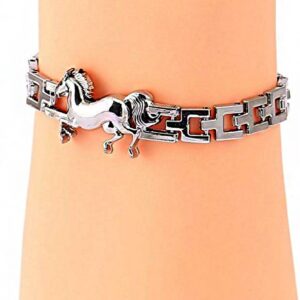 18 kt real solid white gold horse heavy men's bracelet 85 grams