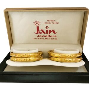 18 kt yellow gold handmade slip-on bracelet bangles 40 gms