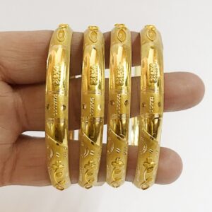 18 kt yellow gold handmade slip-on bracelet bangles 40 gms