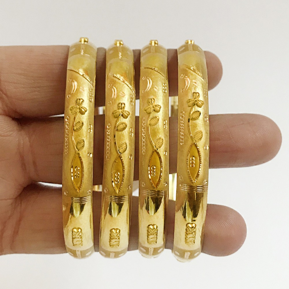 18 kt yellow gold handmade slip-on bracelet bangles 40 gms