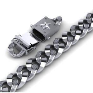 18 kt real solid white gold luxury link men's bracelet 80 grams
