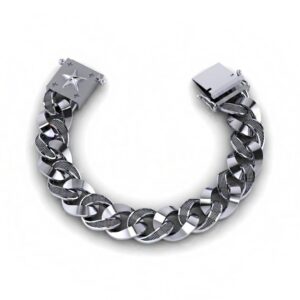 18 kt real solid white gold luxury link men's bracelet 80 grams