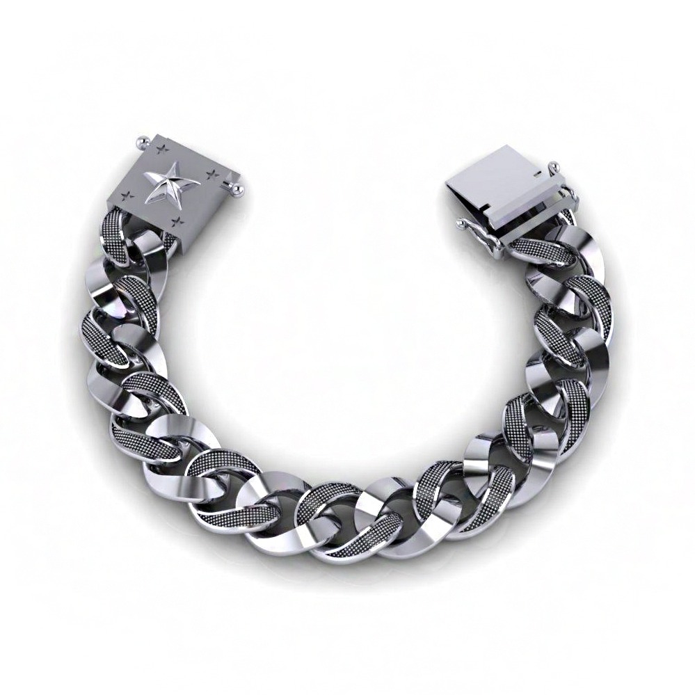 18 kt real solid white gold luxury link men's bracelet 80 grams
