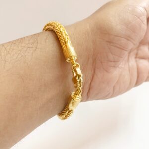 18 kt yellow gold braided design men's bracelet 51 grams