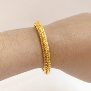 18 kt yellow gold braided design men's bracelet 51 grams