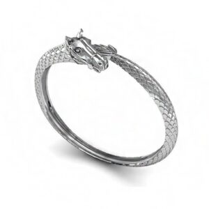 18 kt white gold horse face men's cuff bracelet 58 grams