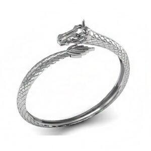18 kt white gold horse face men's cuff bracelet 58 grams
