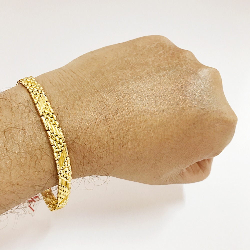 18 kt real solid yellow gold men's bracelet 17.970 grams wide 8 mm