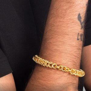 18 kt real solid yellow gold link king men's bracelet 38 grams
