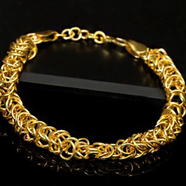 18 kt real solid yellow gold link king men's bracelet 38 grams