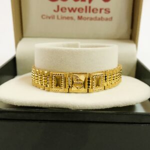 18 kt real solid yellow gold men's bracelet 24.720 gms wide 11 mm