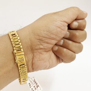 18 kt real solid yellow gold men's bracelet 24.720 gms wide 11 mm