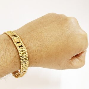 18 kt real solid yellow gold men's bracelet 24.720 gms wide 11 mm