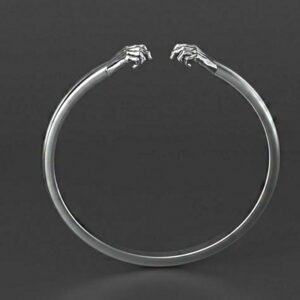 14 kt real solid white gold unisex two hands cuff bracelet 30 grams