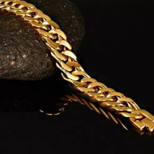 18 kt yellow gold curb cuban luxury king men's bracelet 40 grams