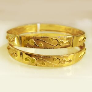 18 kt yellow gold handmade slip-on bracelet bangles 20 gms (2 pieces)