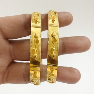 18 kt yellow gold handmade slip-on bracelet bangles 20 gms (2 pieces)