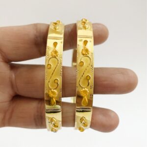 18 kt yellow gold handmade slip-on bracelet bangles 20 gms (2 pieces)