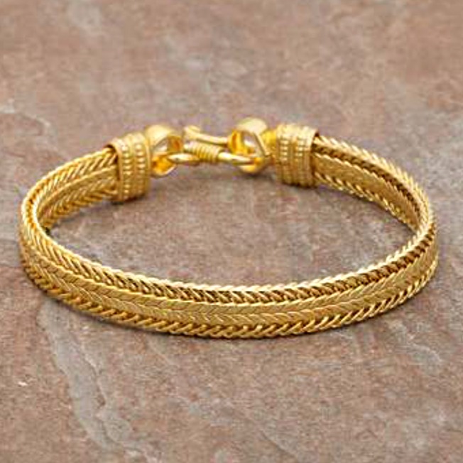 18 kt real solid yellow gold luxury king men's bracelet 50.200 gram