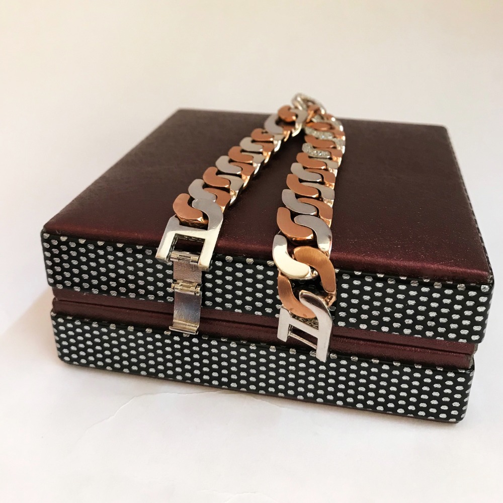 18 kt rose gold italian cuban link men's bracelet 32.820 gms - Image 3