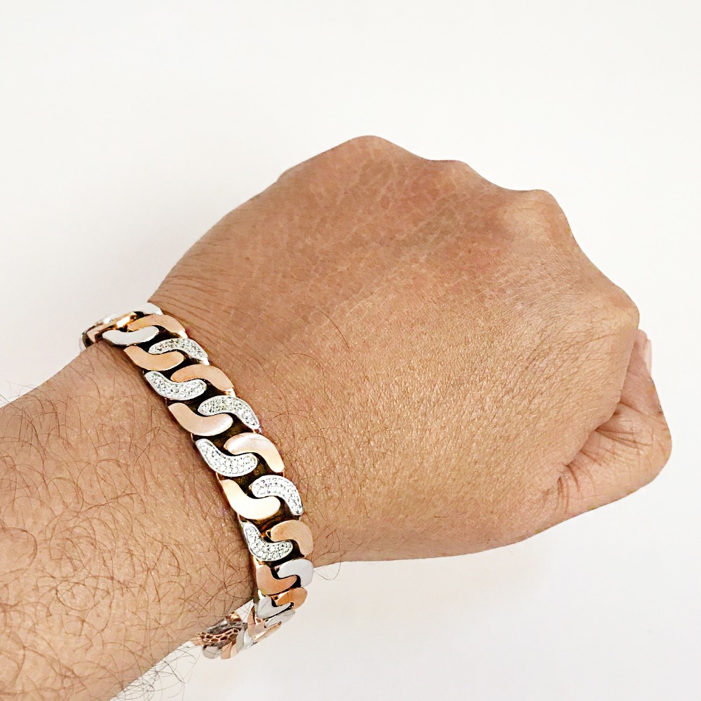 18 kt rose gold italian cuban link men's bracelet 32.820 gms