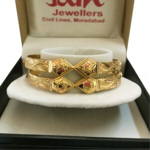 18 k yellow gold handmade slip-on bracelet bangles 20 grams