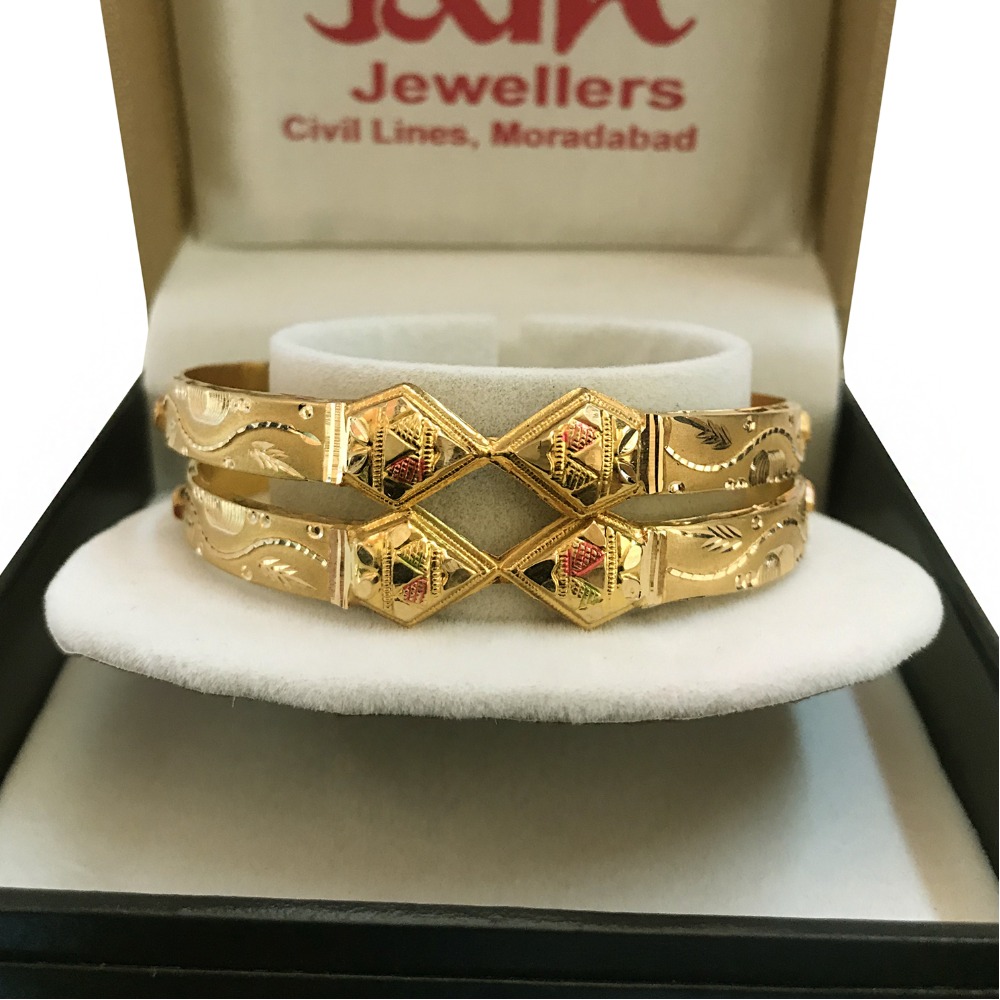 18 k yellow gold handmade slip-on bracelet bangles 20 grams - Image 5