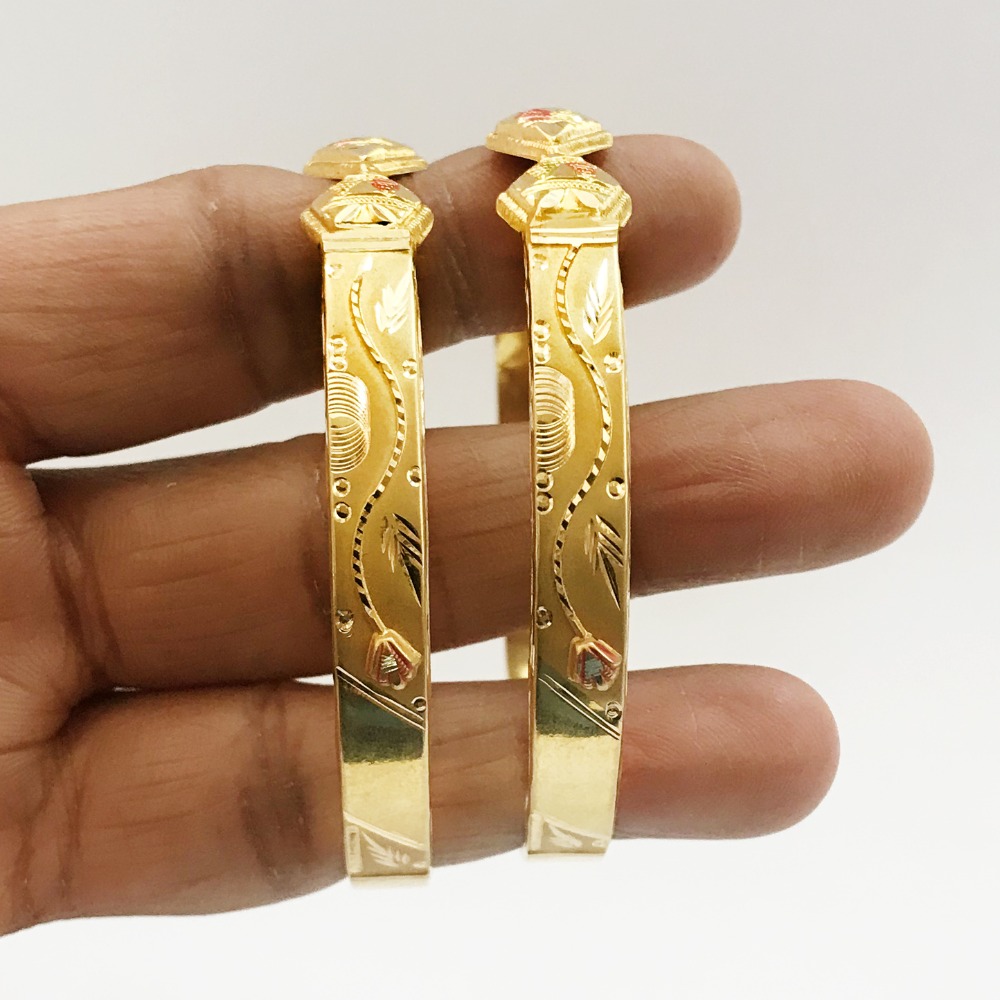 18 k yellow gold handmade slip-on bracelet bangles 20 grams - Image 2