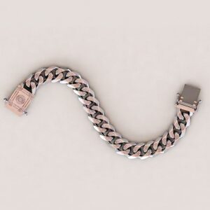 18 kt real solid white gold luxury link men's bracelet 80 grams