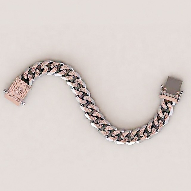 18 kt real solid white gold luxury link men's bracelet 80 grams - Image 2
