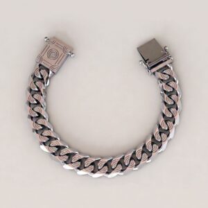 18 kt real solid white gold luxury link men's bracelet 80 grams