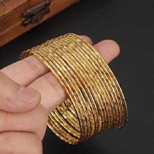 18 k yellow gold 15 pc dubai handmade slip-on bracelet bangles 225 gm