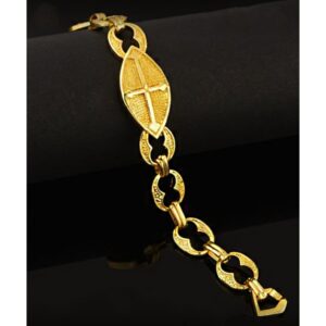 18 kt real solid yellow gold men's jesus cross bracelet 41 grams