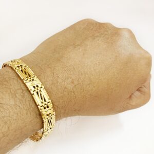 18 kt real solid yellow gold men's bracelet 20.890 grams 12 mm wide