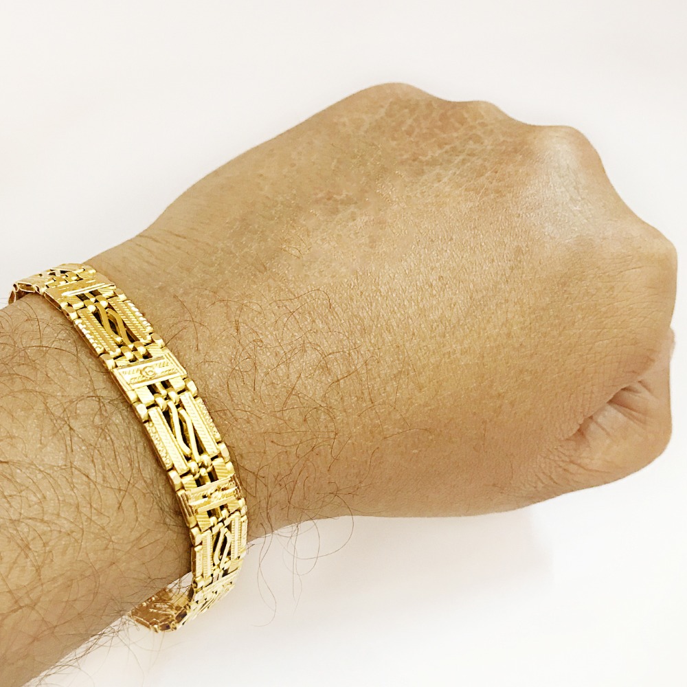 18 kt real solid yellow gold men's bracelet 20.890 grams 12 mm wide