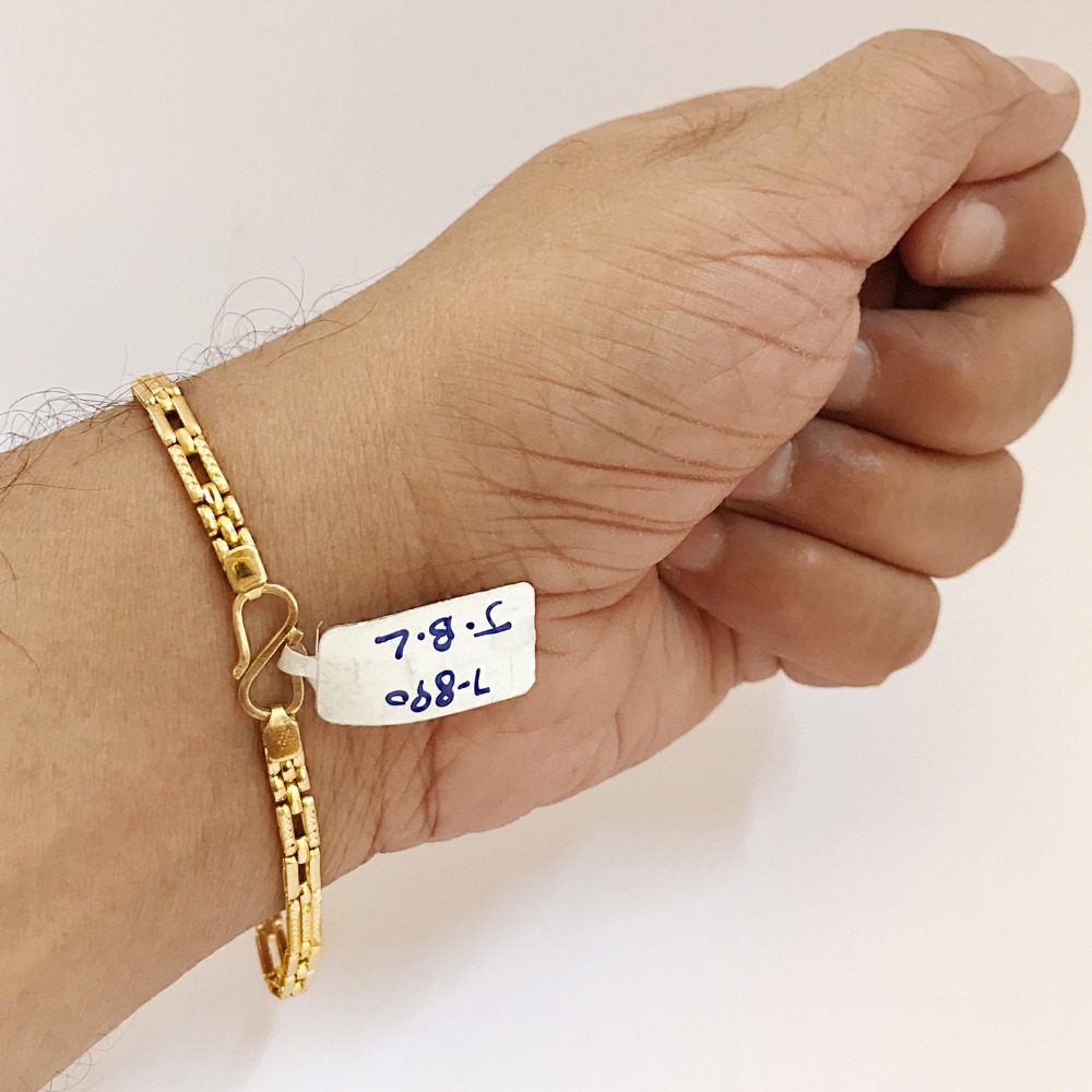 18 kt real solid yellow gold hallmark men's bracelet 7.890 grams - Image 2