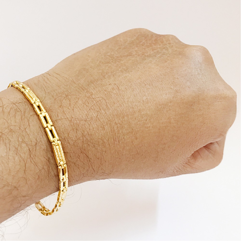 18 kt real solid yellow gold hallmark men's bracelet 7.890 grams