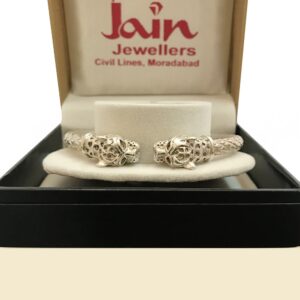 18 kt hallmark real solid white gold leopard face men's bracelet