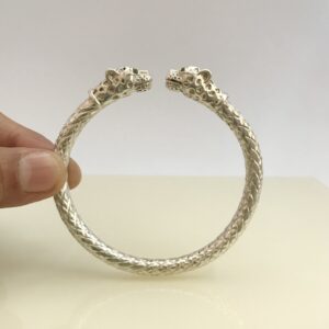 18 kt hallmark real solid white gold leopard face men's bracelet
