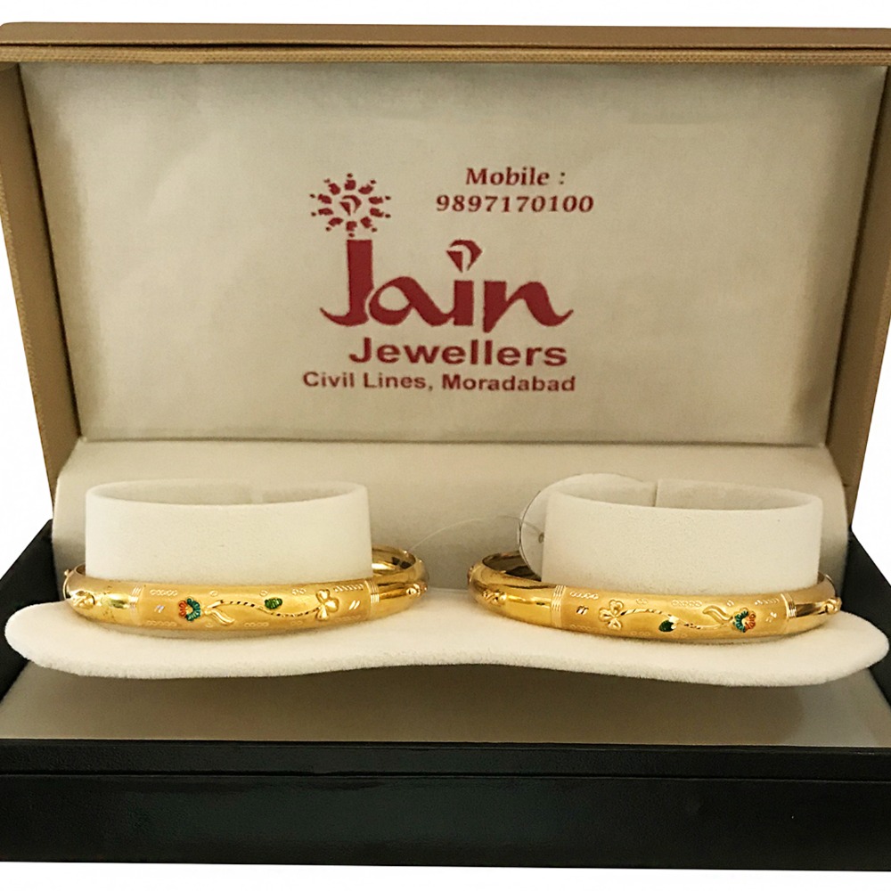 22 kt yellow gold handmade slip-on bracelet bangles 20 gms (2 pieces) - Image 4