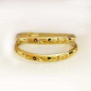 22 kt yellow gold handmade slip-on bracelet bangles 20 gms (2 pieces)