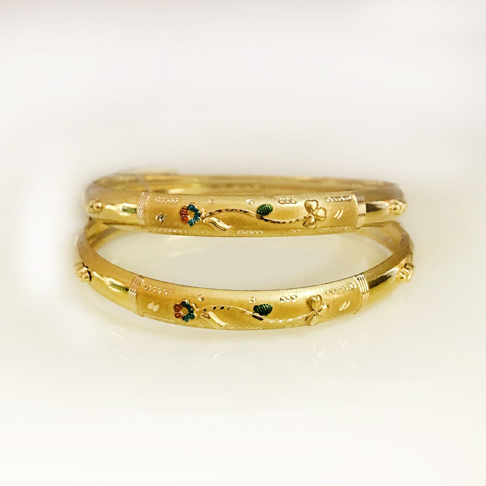 22 kt yellow gold handmade slip-on bracelet bangles 20 gms (2 pieces) - Image 3