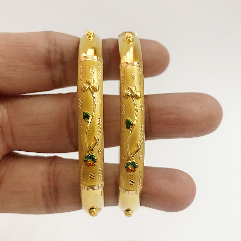 22 kt yellow gold handmade slip-on bracelet bangles 20 gms (2 pieces)