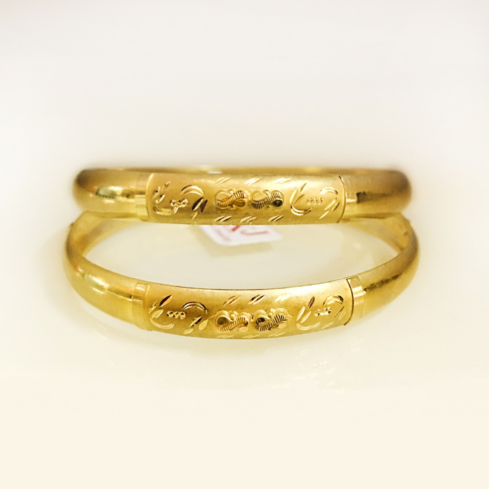 18 kt yellow gold handmade slip-on bracelet bangles 20 gms - Image 4