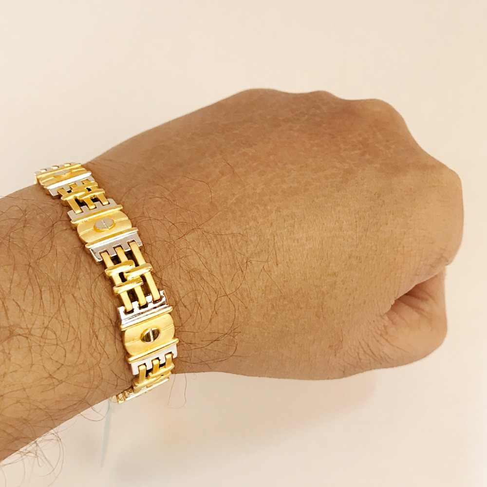 18 kt real solid yellow gold hallmark men's bracelet 27.610 grams