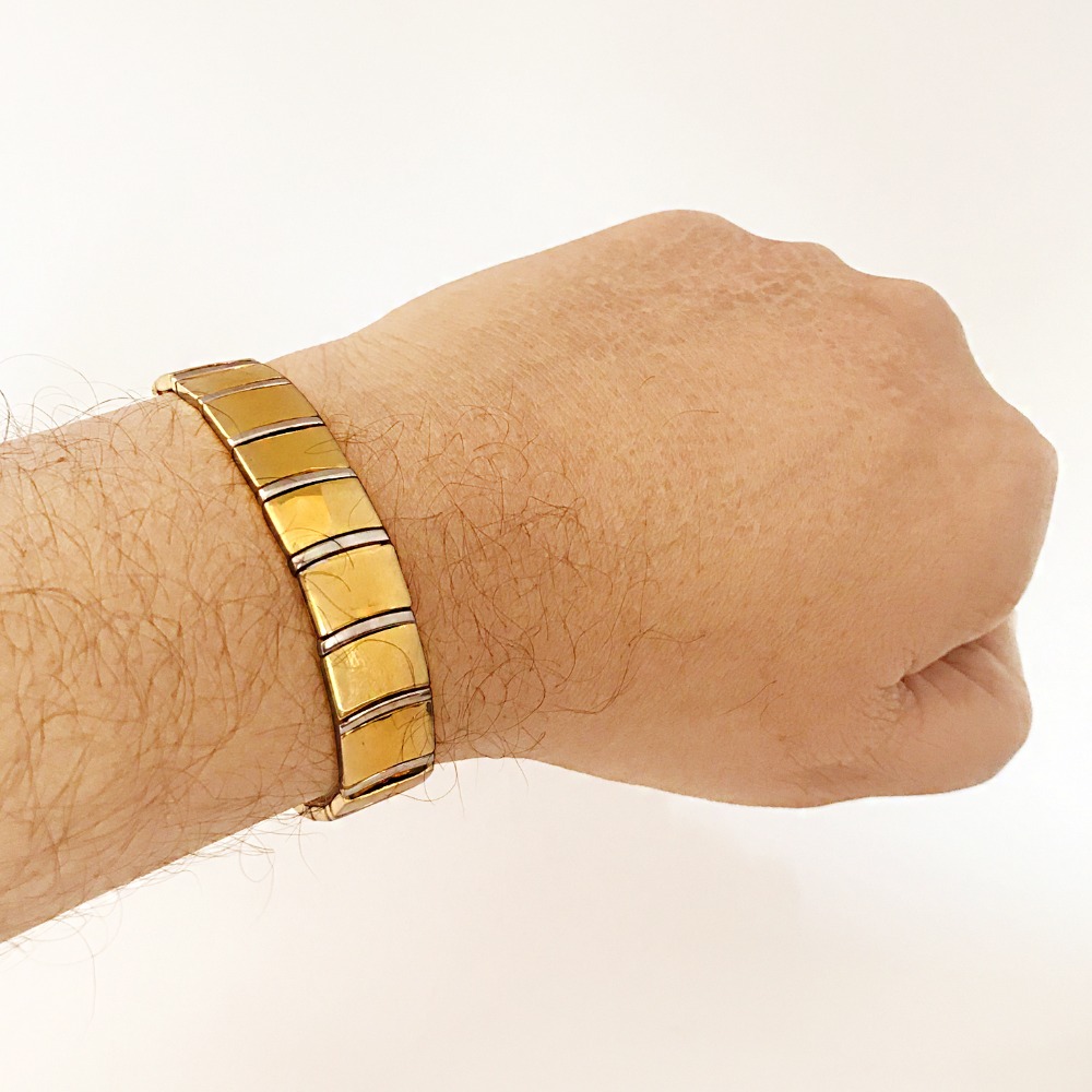 18 kt real solid yellow gold men's bracelet 30.330 grams wide 12mm