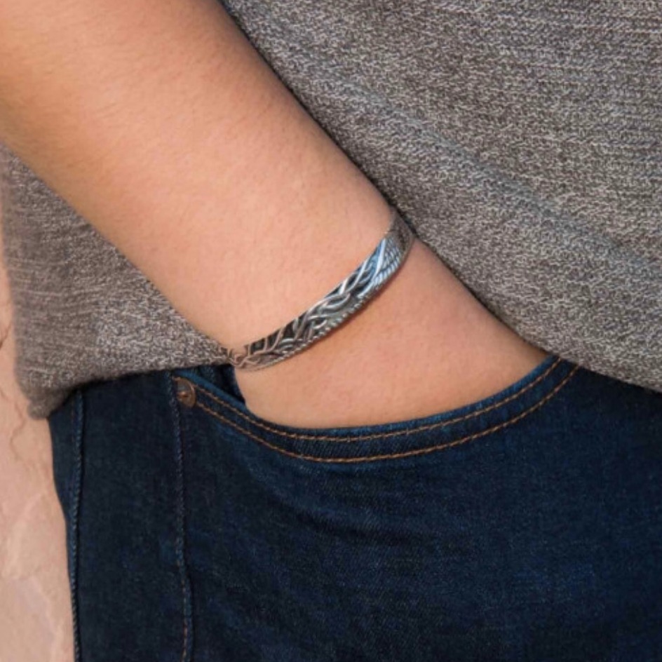 18 kt hallmark real solid white gold men's cuff bracelet 22 grams - Image 3