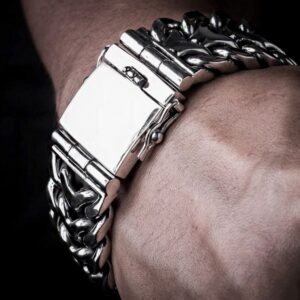 18 kt white gold presidential luxury link men's bracelet 90 gms 15 mm