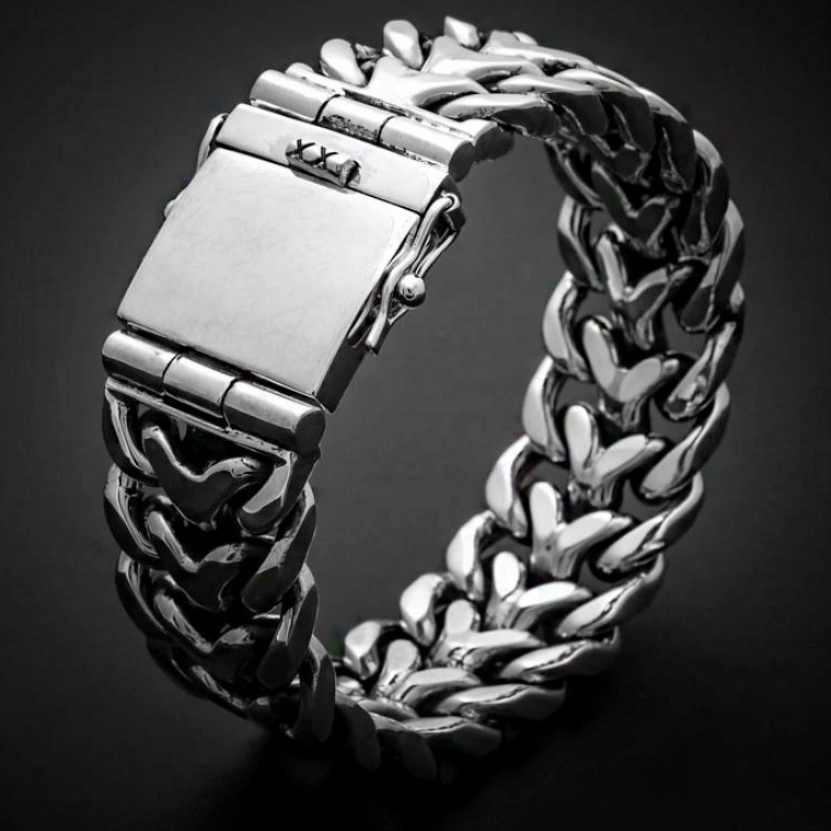 18 kt white gold presidential luxury link men's bracelet 90 gms 15 mm