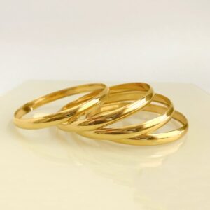18 kt yellow gold plain handmade slip-on bracelet bangles 32 gm 4pc